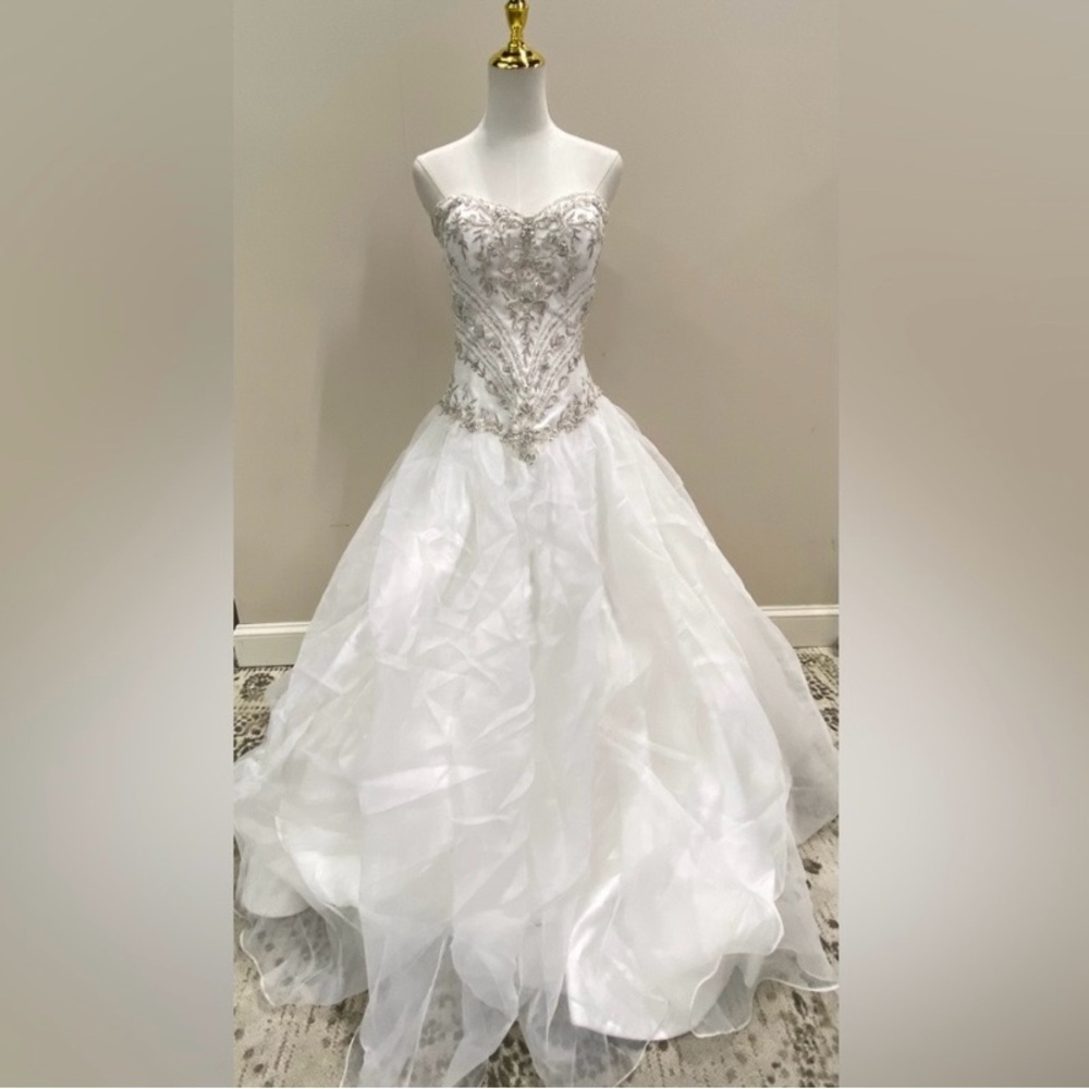 Maggie Sottero Ivory and Pewter Gown